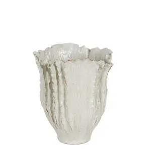 Pleated Ceramic Vase Small White by Florabelle Living, a Vases & Jars for sale on Style Sourcebook