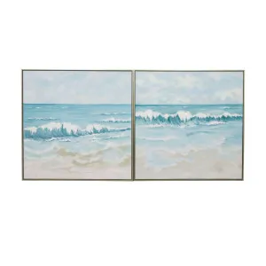 Kyrah Waves Handpainted Canvas With Natural Frame Set 2 by Florabelle Living, a Prints for sale on Style Sourcebook