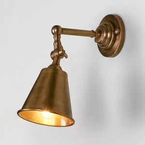 Utopia Wall Light With Metal Shade Antique Brass by Florabelle Living, a Wall Lighting for sale on Style Sourcebook