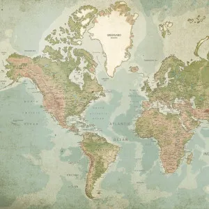 Vintage World Map Wallpaper by Florabelle Living, a Wallpaper for sale on Style Sourcebook