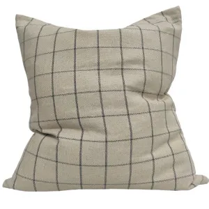 Irish Plaid Rustic Linen Cotton Cushion 55cm Square - Black | minor grey zipper defect by Macey & Moore, a Cushions, Decorative Pillows for sale on Style Sourcebook