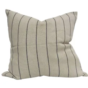 RESTOCK MARCH | Irish Striped Rustic Linen Cotton Cushion 55cm Square - Black by Macey & Moore, a Cushions, Decorative Pillows for sale on Style Sourcebook