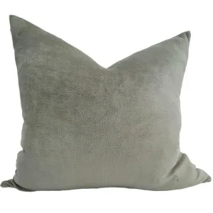 Fontainebleau Cotton Velvet & French Linen Two Sided Cushion 55cm Square - Moss Green by Macey & Moore, a Throws for sale on Style Sourcebook