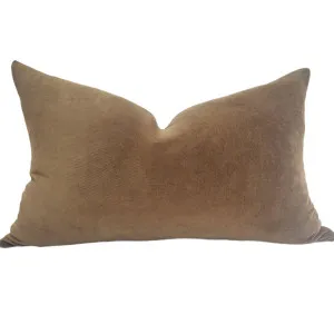 Fontainebleau Cotton Velvet & French Linen Feather Filled Cushion 40x60cm Lumbar - Toffee by Macey & Moore, a Throws for sale on Style Sourcebook