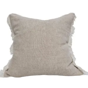 Riviera Heavy Weight Texture French Linen Fringed Edge Cushion 55cm Square - Oatmeal by Macey & Moore, a Cushions, Decorative Pillows for sale on Style Sourcebook