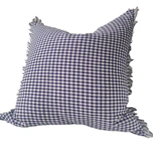 Cross Hatch Yarn Dyed Pure French Linen Cushion 50cmx50cm - Daisy Purple by Macey & Moore, a Cushions, Decorative Pillows for sale on Style Sourcebook