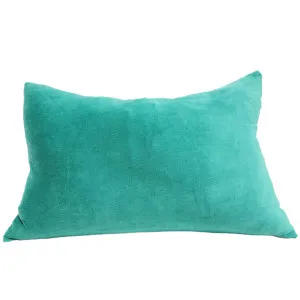 Fontainebleau Cotton Velvet & French Linen Two Sided Cushion 40cmx60cm Lumbar - Metal Green by Macey & Moore, a Throws for sale on Style Sourcebook