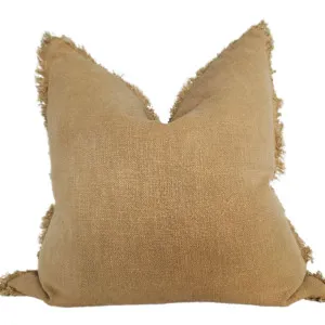 LAST ONE - Champêtre Heavy Weight French Linen Cushion 55cm Square - Turmeric Yellow by Macey & Moore, a Cushions, Decorative Pillows for sale on Style Sourcebook