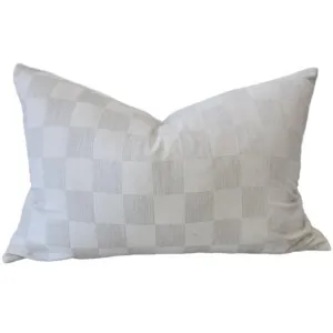 Colmar Check Jacquard Linen Cushion 40x60cm Lumbar - Grey by Macey & Moore, a Cushions, Decorative Pillows for sale on Style Sourcebook