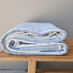 RESTOCK EARLY OF OCT - Cannes Cotton Quilted Bed Cover Massive Blanket 230x200cm - Blue Striped by Macey & Moore, a Quilts & Bedspreads for sale on Style Sourcebook