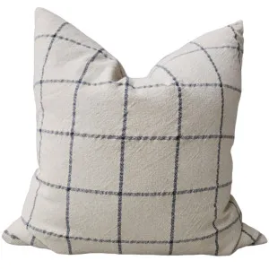 Irish Plaid Rustic Linen Cotton Cushion 55cm Square - Grey by Macey & Moore, a Cushions, Decorative Pillows for sale on Style Sourcebook