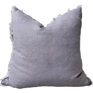 LAST ONE - Mijas Pure French Linen Cotton Cushion 55cm Square - Slate Grey by Macey & Moore, a Cushions, Decorative Pillows for sale on Style Sourcebook