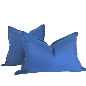 Provence Heavy Weight Pure French Linen Cushion in Two Sizes - Plush Feather Filled - Atlantic Blue by Macey & Moore, a Cushions, Decorative Pillows for sale on Style Sourcebook