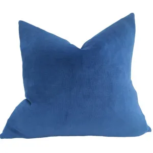 Fontainebleau Cotton Velvet & French Linen Two Sided Cushion 55cm Square - Aegean Blue by Macey & Moore, a Throws for sale on Style Sourcebook