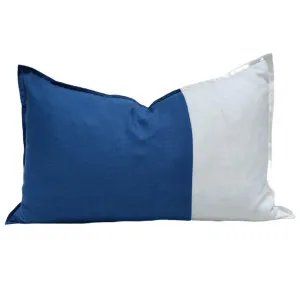 Nantes 100% Pure French Linen Cushion 40x60cm - Atlantic Blue & White by Macey & Moore, a Cushions, Decorative Pillows for sale on Style Sourcebook