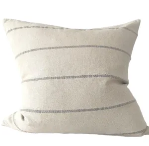 Irish Striped Rustic Linen Cotton Cushion 55cm Square - Grey by Macey & Moore, a Cushions, Decorative Pillows for sale on Style Sourcebook