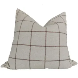 LAST ONE - Irish Plaid Rustic Linen Cotton Cushion 55cm Square - Brown by Macey & Moore, a Cushions, Decorative Pillows for sale on Style Sourcebook