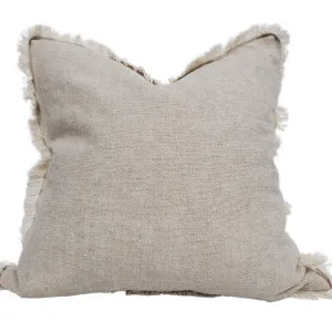 RESTOCK APRIL | Riviera Heavy Weight Texture French Linen Fringed Edge Cushion 60cm Square- Oatmeal by Macey & Moore, a Cushions, Decorative Pillows for sale on Style Sourcebook