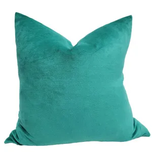 Fontainebleau Cotton Velvet & French Linen Two Sided Cushion 55cm Square - Metal Green by Macey & Moore, a Throws for sale on Style Sourcebook