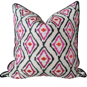 Chamonix Linen Embroidered Pattern Cushion 55x55cm by Macey & Moore, a Quilts & Bedspreads for sale on Style Sourcebook