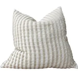 Troyes Linen Cotton Jacquard Cushion 55x55cm -Striped by Macey & Moore, a Quilts & Bedspreads for sale on Style Sourcebook