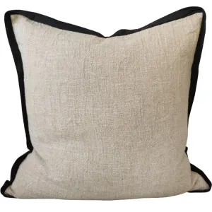 Reine Linen Cushion 55cm Square - Natural with Black Border by Macey & Moore, a Cushions, Decorative Pillows for sale on Style Sourcebook