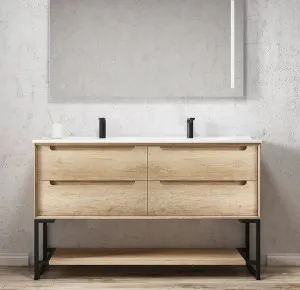 Otti Byron Natural Oak 1500mm Double Bowl Floor Standing Vanity by Otti, a Vanities for sale on Style Sourcebook