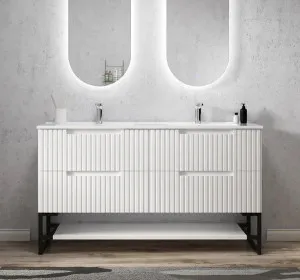 Otti Noosa Matte White 1500mm Double Bowl Floor Standing Vanity by Otti, a Vanities for sale on Style Sourcebook