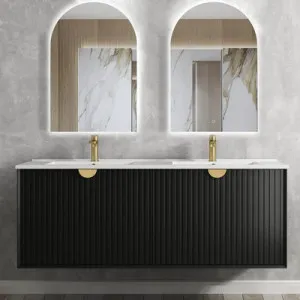 Otti Marlo Matte Black 1500mm Double Bowl Wall Hung Vanity by Otti, a Vanities for sale on Style Sourcebook