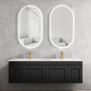 Otti Hampton Mark II Matte Black 1500mm Double Bowl Wall Hung Vanity by Otti, a Vanities for sale on Style Sourcebook