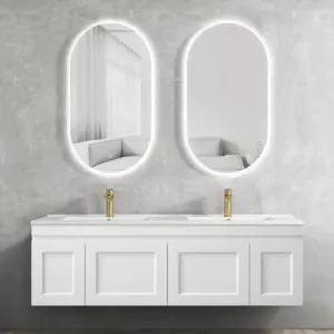 Otti Hampton Mark II Matte White 1500mm Double Bowl Wall Hung Vanity by Otti, a Vanities for sale on Style Sourcebook