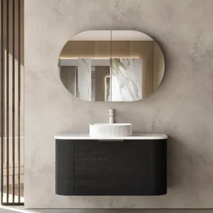 Otti Bondi Black Oak 900mm Curve Wall Hung Vanity by Otti, a Vanities for sale on Style Sourcebook