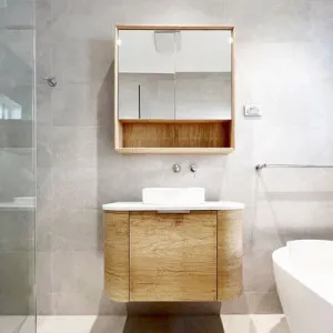 Otti Bondi Natural Oak 750mm Curve Wall Hung Vanity by Otti, a Vanities for sale on Style Sourcebook