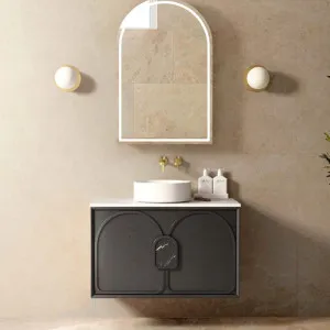 Otti Laguna Black American Oak 900mm Single Bowl Wall Hung Vanity
 by Otti, a Vanities for sale on Style Sourcebook