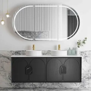 Otti Laguna Black American Oak 1500mm Double Bowl Wall Hung Vanity
 by Otti, a Vanities for sale on Style Sourcebook