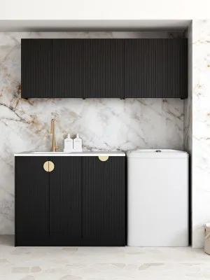 Otti Marlo Matte Black 1715mm Laundry And Wall Cabinet With Stone Top & Sink (Package-B) by Otti, a Cabinetry for sale on Style Sourcebook