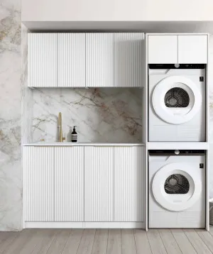 Otti Noosa Matte White 1960mm Laundry And Wall Cabinet With Stone Top & Sink (Package-C) by Otti, a Cabinetry for sale on Style Sourcebook