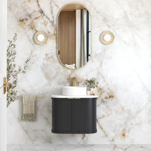 Otti Hampshire Satin Black 600mm Curve Single Bowl Wall Hung Vanity by Otti, a Vanities for sale on Style Sourcebook