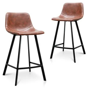 Duke 65cm Bar Stool - Cinnamon Brown PU Leather by Interior Secrets - AfterPay Available by Interior Secrets, a Bar Stools for sale on Style Sourcebook