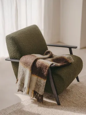 Meghan green bouclé armchairs with solid ash wood legs in a wenge finish by Kave Home, a Chairs for sale on Style Sourcebook