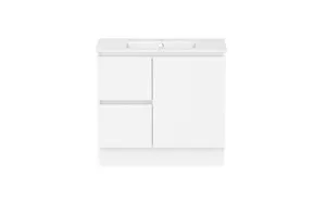 Ascot Floor Or Wall Mount Vanity 910mm 2 Draw Lh 1 Door Polar Gloss In White By Raymor by Raymor, a Vanities for sale on Style Sourcebook