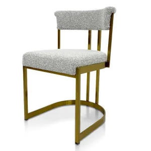 Adela Silver Grey Boucle Dining Chair - Golden Base by Interior Secrets - AfterPay Available by Interior Secrets, a Dining Chairs for sale on Style Sourcebook