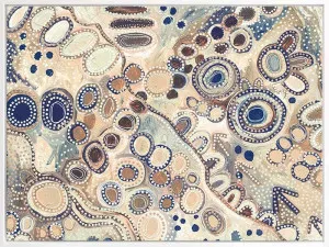 Ngu-Nha Neutral Blue Canvas Art Print by Urban Road, a Aboriginal Art for sale on Style Sourcebook