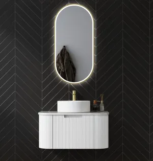 Aulic Petra Curved Matte White 750mm Single Bowl Wall Hung Vanity W/ German Hettich Runners by Aulic, a Vanities for sale on Style Sourcebook