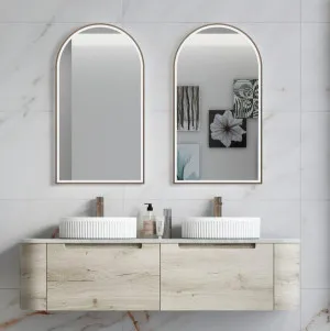 Aulic Hamilton White Oak 1500mm Double Bowl Wall Hung Vanity W/ German Hettich Runners by Aulic, a Vanities for sale on Style Sourcebook