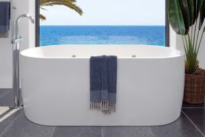 Decina Elisi Freestanding Spa Bath Gloss White 1700mm With 12-Jets by decina, a Bathtubs for sale on Style Sourcebook