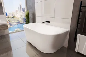 Decina Alegra Back-To-Wall Freestanding Bath Gloss White (Available In 1400mm, 1500mm And 1700mm) by decina, a Bathtubs for sale on Style Sourcebook