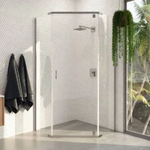 Decina Cascade Semi-Frameless Angle Pivot Shower Screen Chrome by decina, a Shower Screens & Enclosures for sale on Style Sourcebook