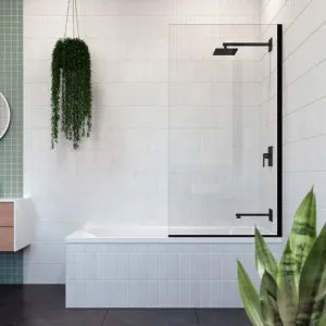 Decina Fitzroy Frameless Pivot Panel Bath Shower Screen Matte Black by decina, a Shower Screens & Enclosures for sale on Style Sourcebook