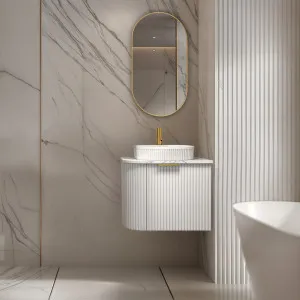 Infinity Rio Matte White 600mm Right Corner Single Bowl Wall Hung Vanity With Stone Top by Infinity, a Vanities for sale on Style Sourcebook